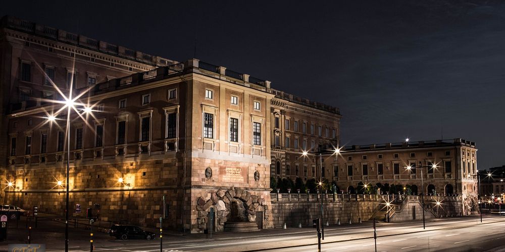 Koninklijk Paleis Stockholm in de avond